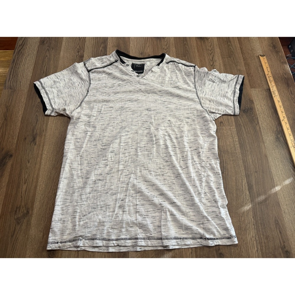 Modern Culture Shirt Men's 2XB White Black Short Sleeve Shirt Quarter Buttons